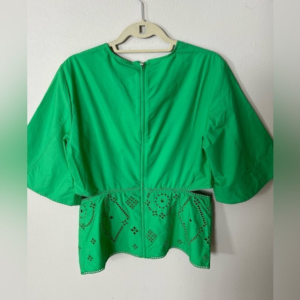 GANNI Women’s Green Broderie Anglaise Blouse Top - Picture 5 of 15